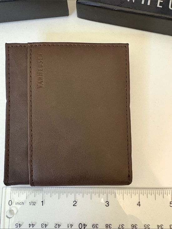 Van Heusen Brown Leather Bi-Fold Wallet with Elastic Band main image 0